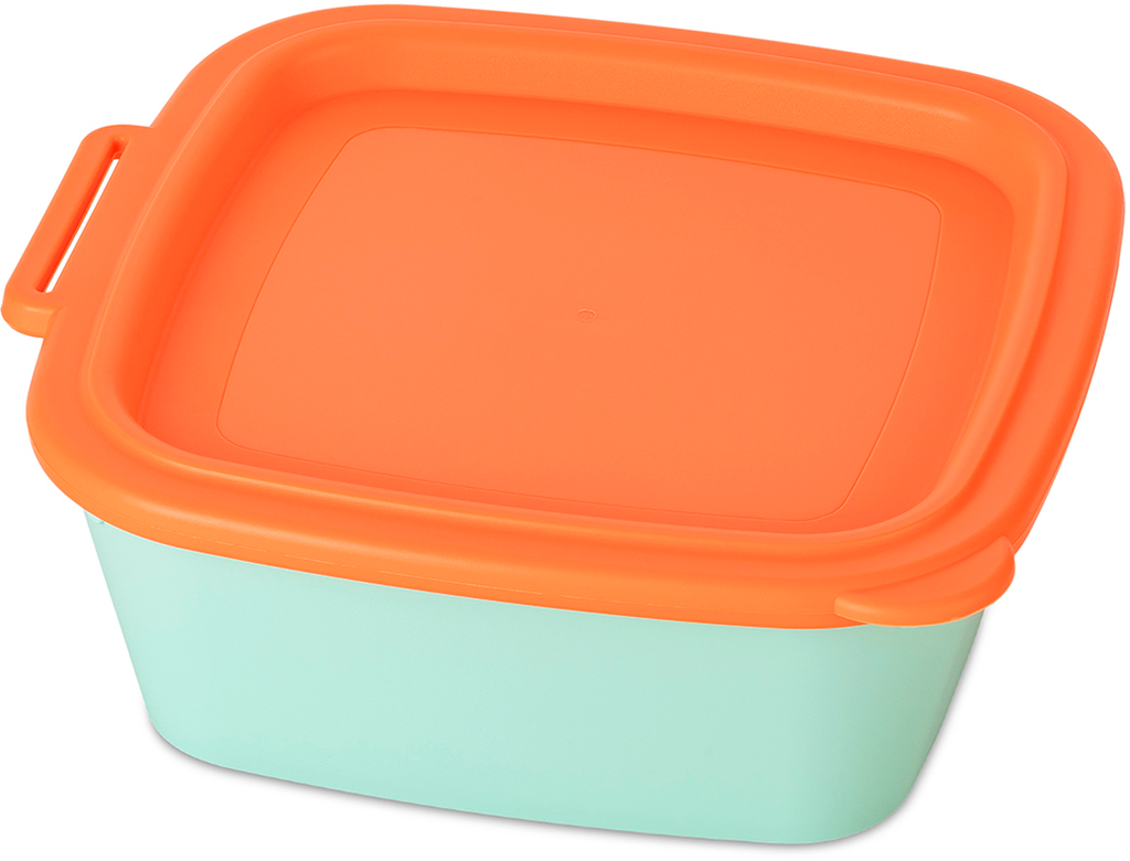 Skål med lokk NORA BOX 750 ml sweet green/strong coral forfra