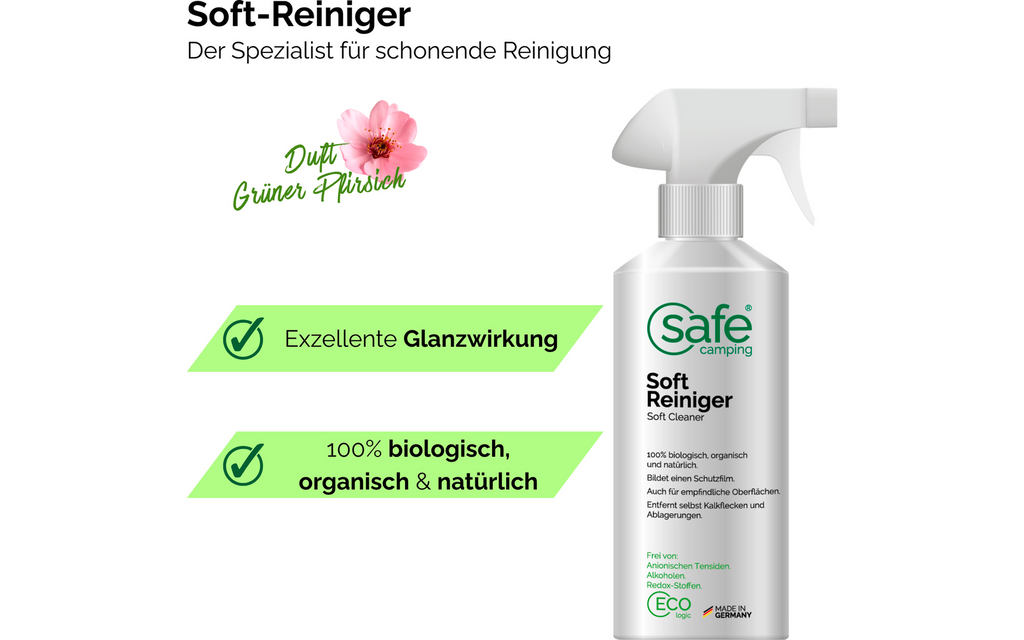 Skånsom overflaterens for sensitive flater 500 ml - Safe Camping i bruk på aluminium