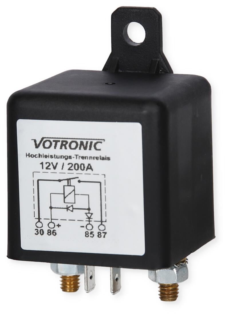 Skillerelé 12V 140-200A for starter-/bordbatteri - Votronic montert i bobil