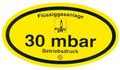 Skilt for gasstrykk "Driftstrykk 30 mbar" 95x53 mm forfra