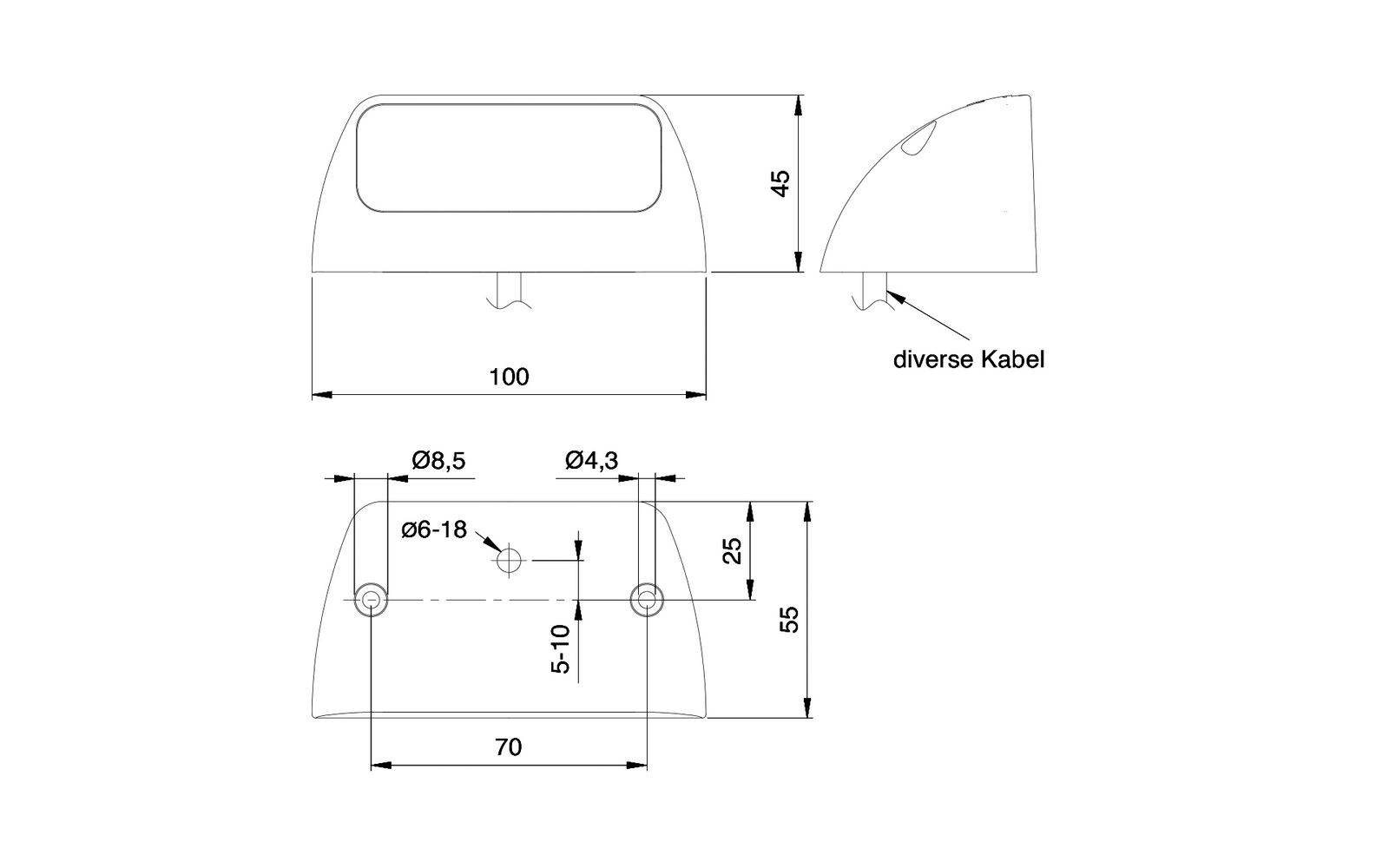 Detaljbilde av Skiltlys K 590b LED vanntett