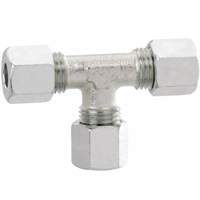 Skjæreringkobling T-stykke 8/8/8 mm for gassrør - GOK forfra
