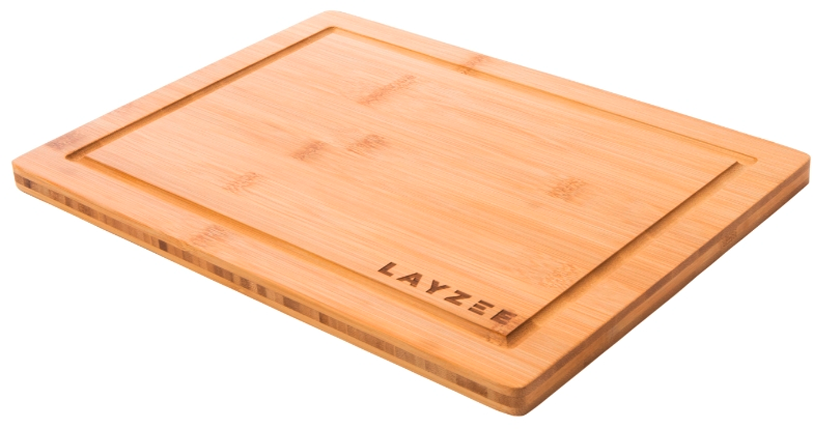 Skjærebrett i bambus 34 x 25 cm med saftrenne Layzee for enkel kutting og ren matlaging