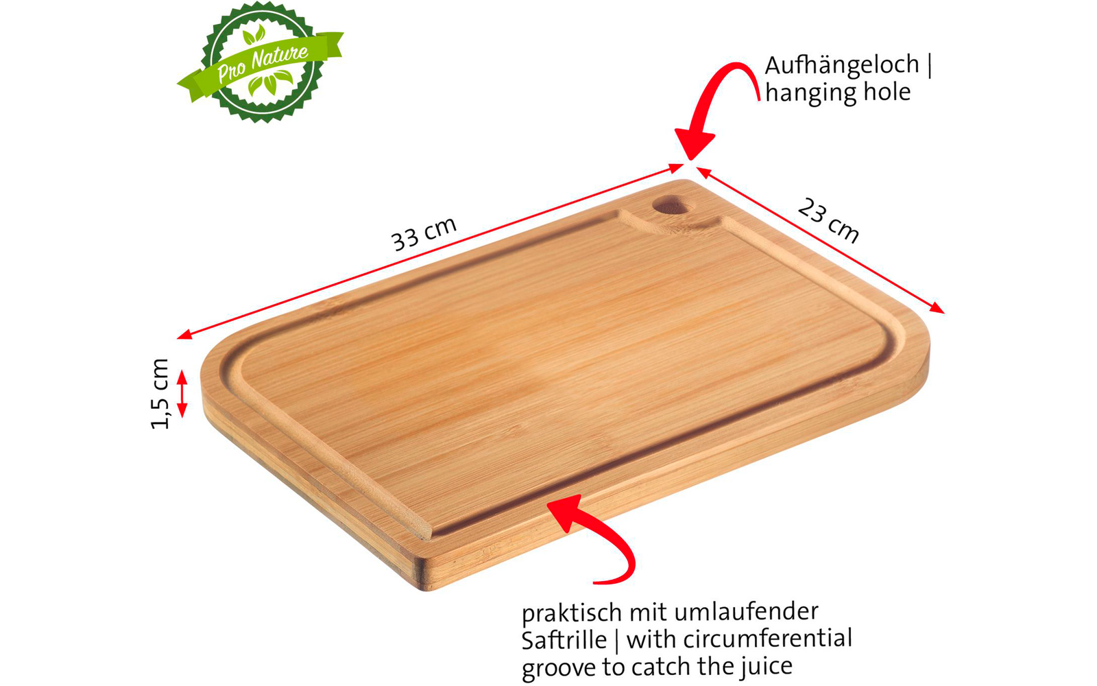 Skjærebrett i bambus 33 x 23 cm med saftrenne - Westmark i bruk