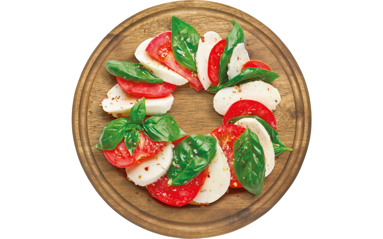 Skjærebrett rundt i akasietre 24 cm med saftrille bakside