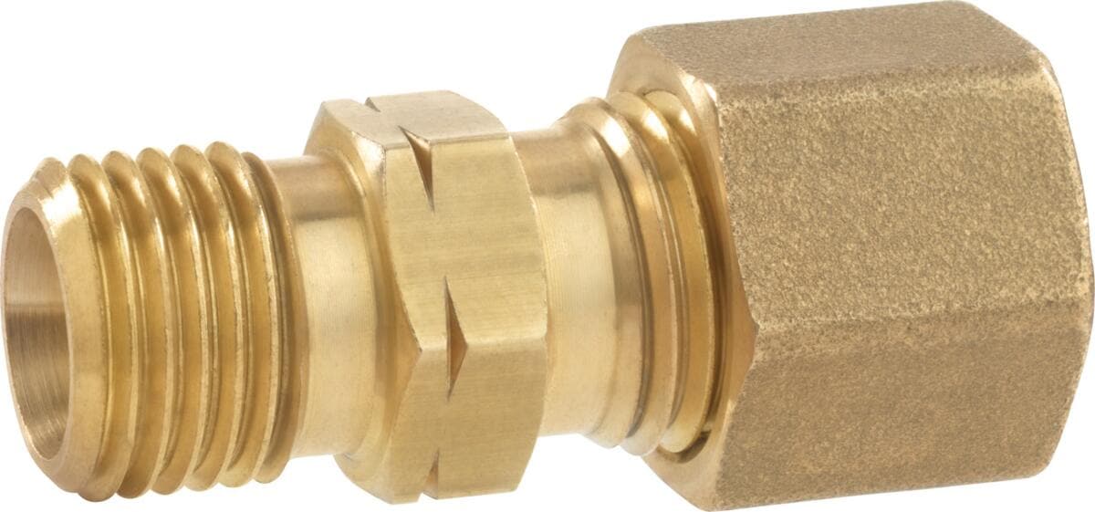 Skjøtestykke G1/4LH-KN x RVS8 med skjærering - GOK forfra