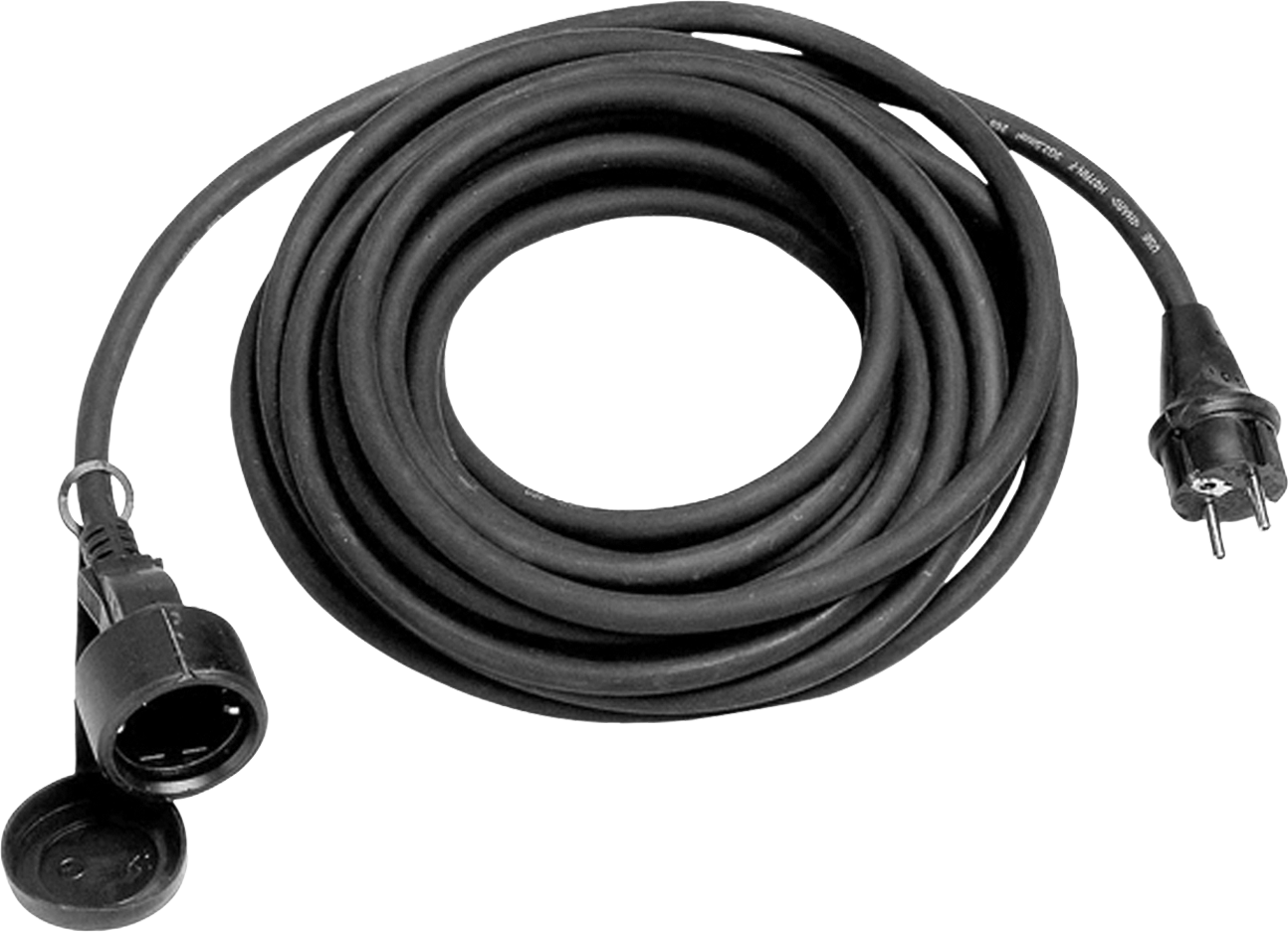 Skjøtekabel 10 m 3x1,5 mm² 230V/16A - Brunner svart gummikabel