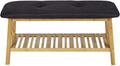 Skobenk Ecori med sitepute i bambus 90x33x45 cm svart forfra