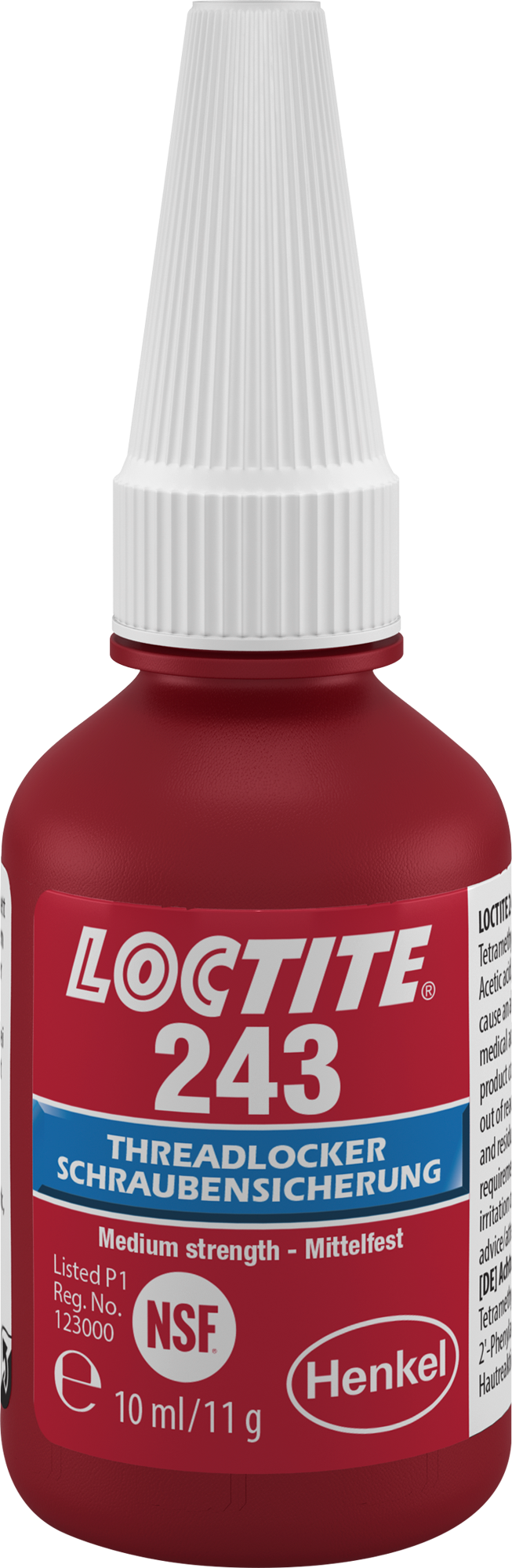 Skruesikring 243 blå 5 ml for vibrasjonsbestandige forbindelser fra LOCTITE
