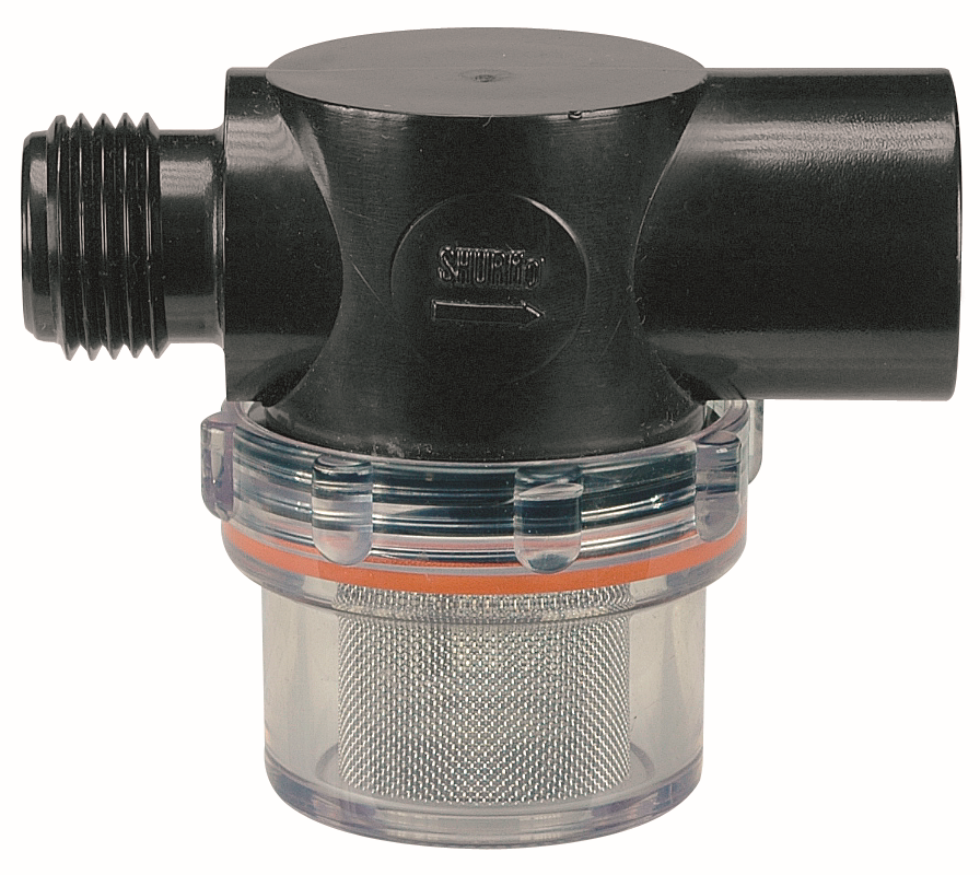 Skrufilter for Shurflo vannpumper 1/2" IG x 1/2" AG - Lilie forfra