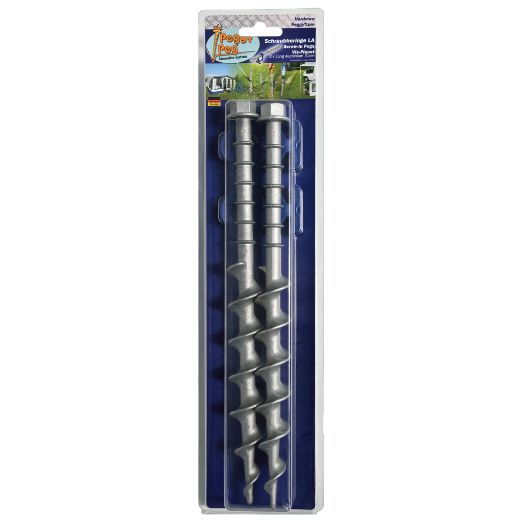Skruplugger aluminium 31 cm for blandede underlag 2-pack forfra