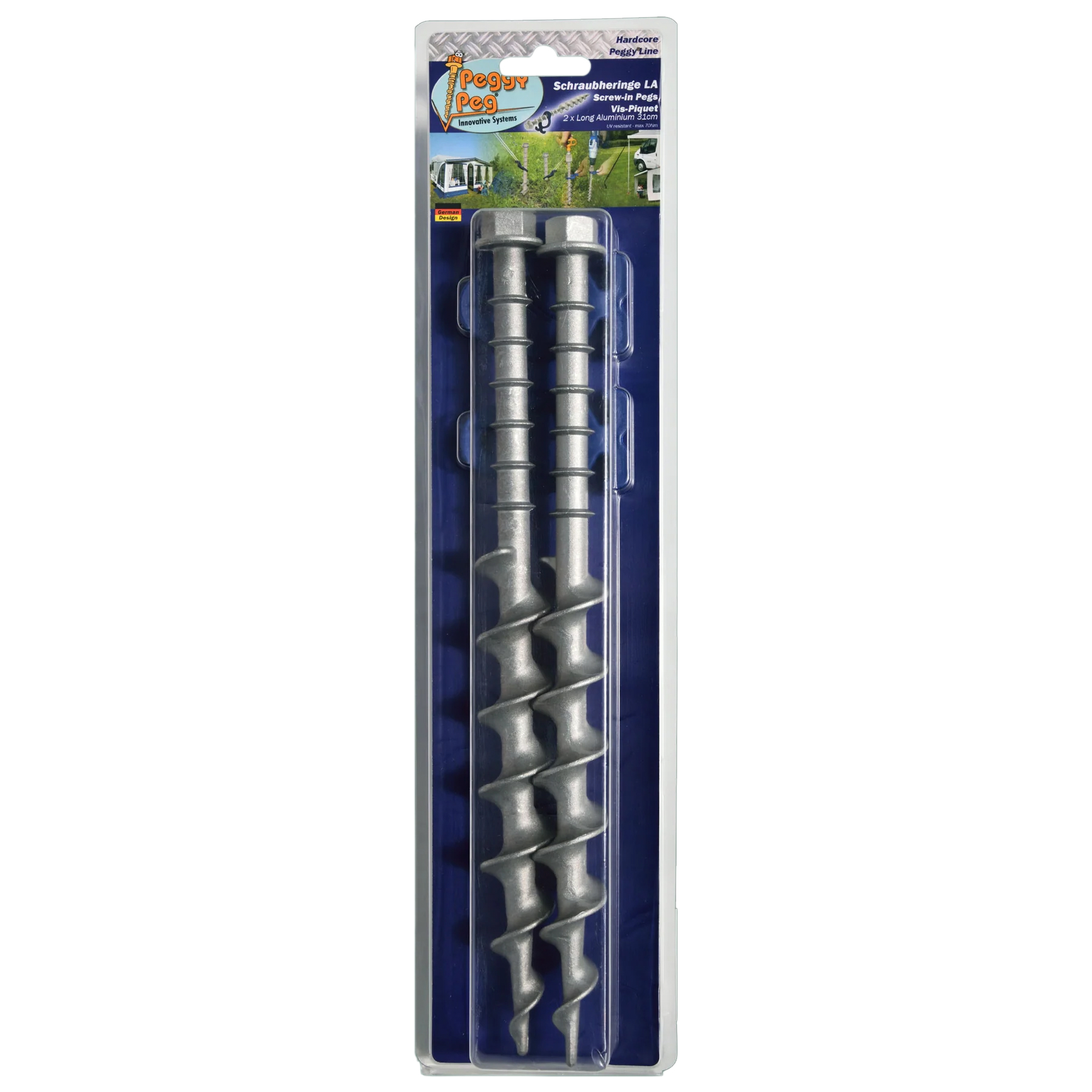 Skruplugger aluminium 31 cm for blandede underlag 2-pack forfra