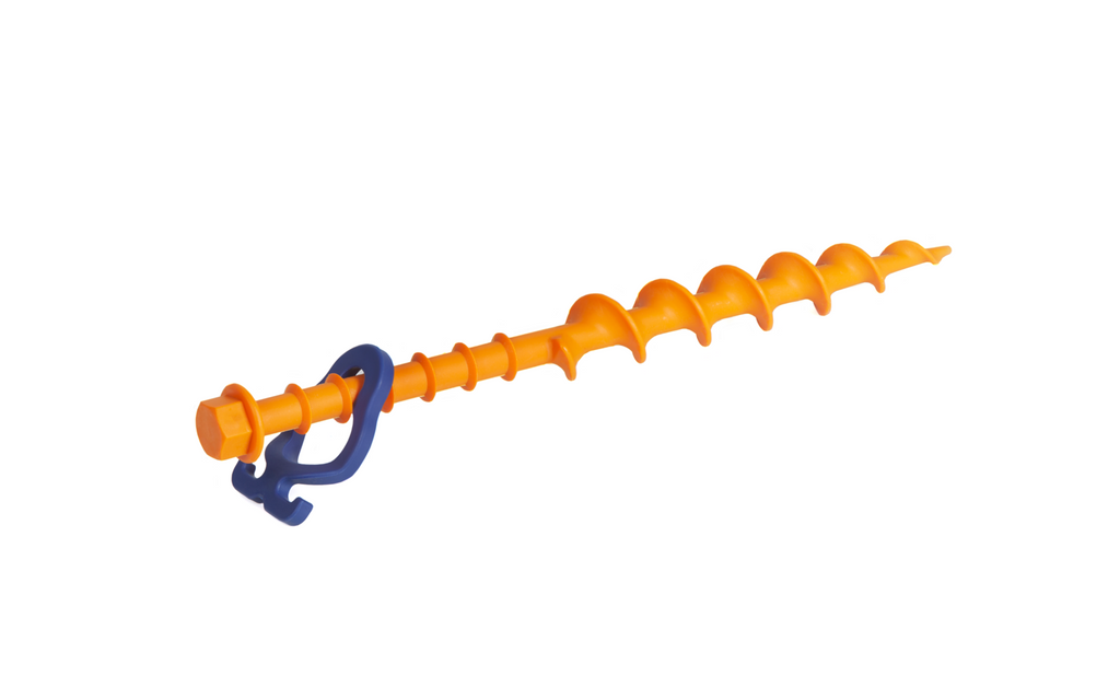 Nærbilde av gjengene på Skruplugger Long (L) 31 cm for myk grunn, 2-pakning - Peggy Peg