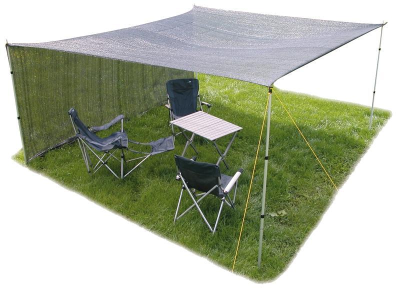 Skyggeduk mesh for camping og terrasse - Eurotrail montert over terrasse