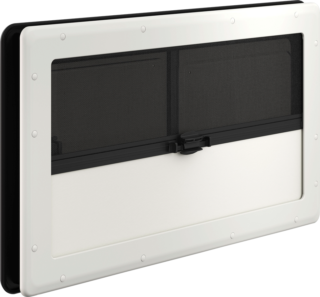 Skyvevindu PUR-Win S10 dobbel akrylglass med rullgardin hvit 500x450 mm forfra