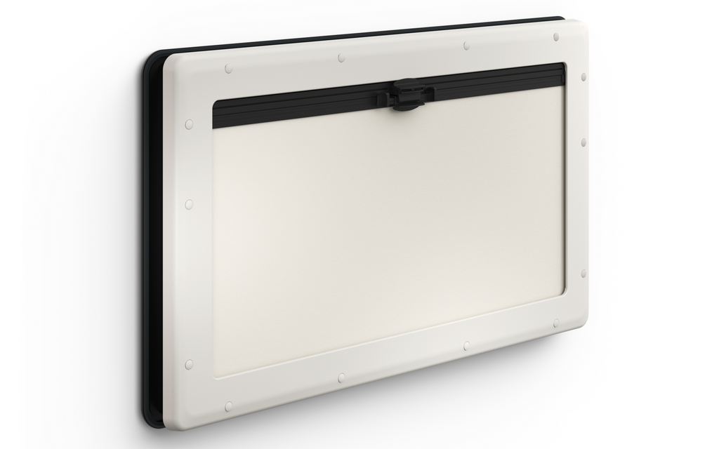 Skyvevindu PUR-Win S10 dobbel akrylglass med rullgardin hvit 500x450 mm bakside