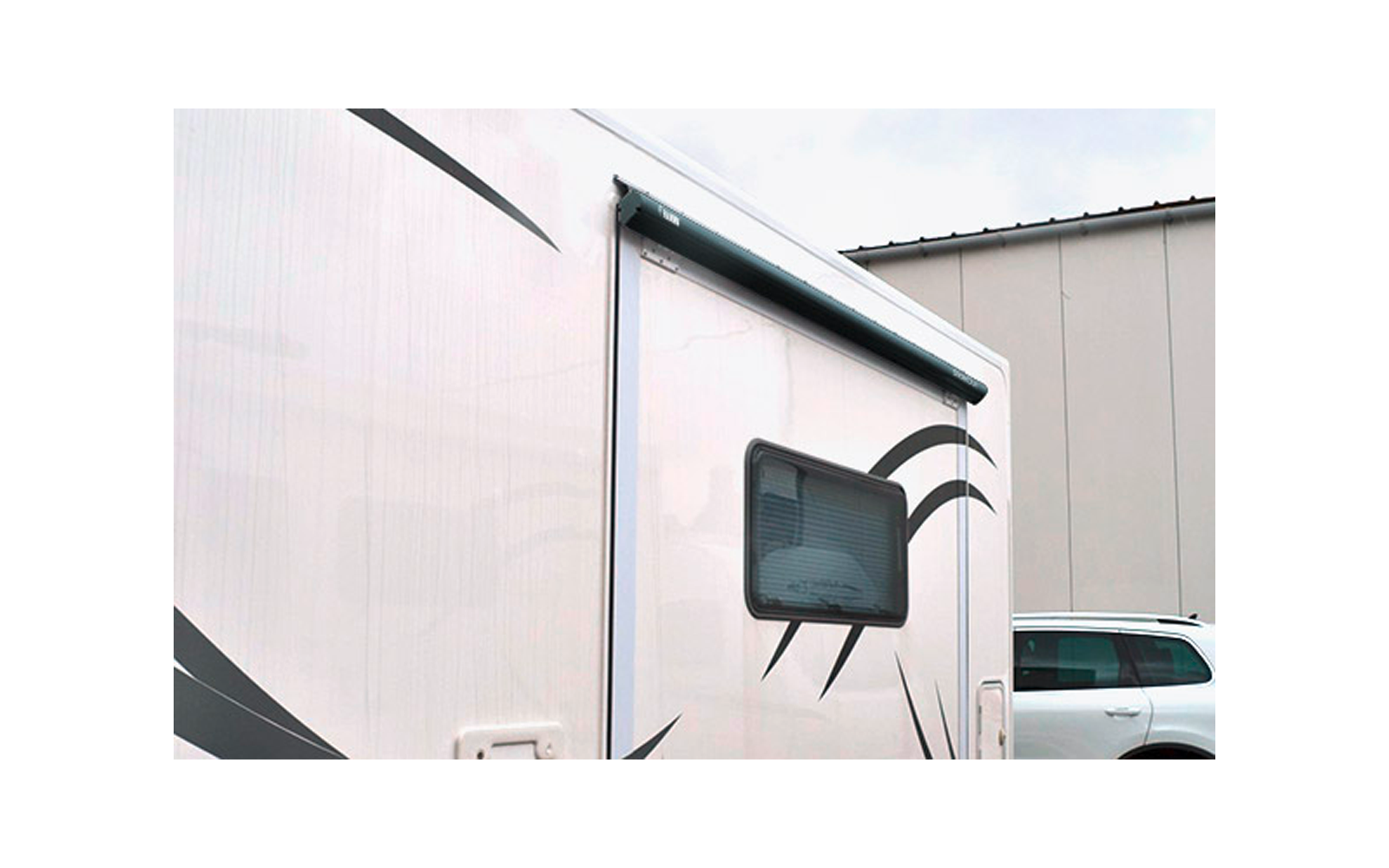 Slide Out veggmarkise 170 cm utspring 100 cm polar white - Fiamma oversikt sideprofil