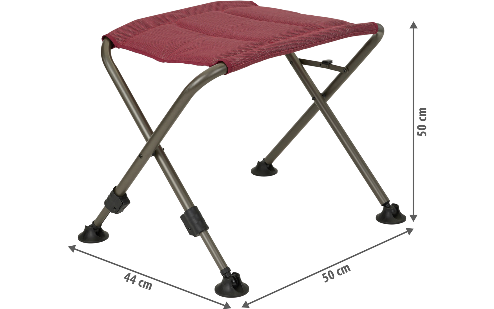Slimline benstøtte bordeaux aluminiumsramme montert på campingstol