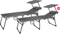 Slimline trebein solseng sett 2 stk sammenleggbar 193 x 67 cm antrasitt forfra