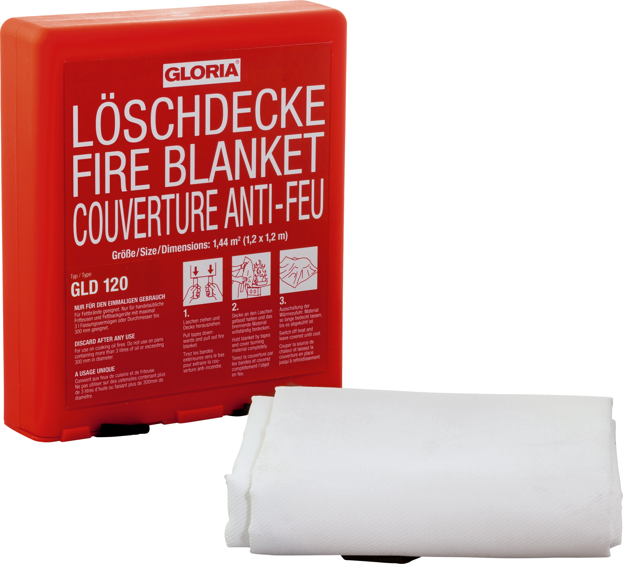 Slokketeppe GLD120 silikonbelagt glassfiber 120x120 cm forfra