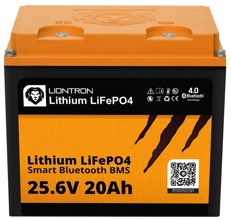 Smart litiumbatteri 25,6V LiFePO4 med BMS og BT 4.0 - Liontron bakside