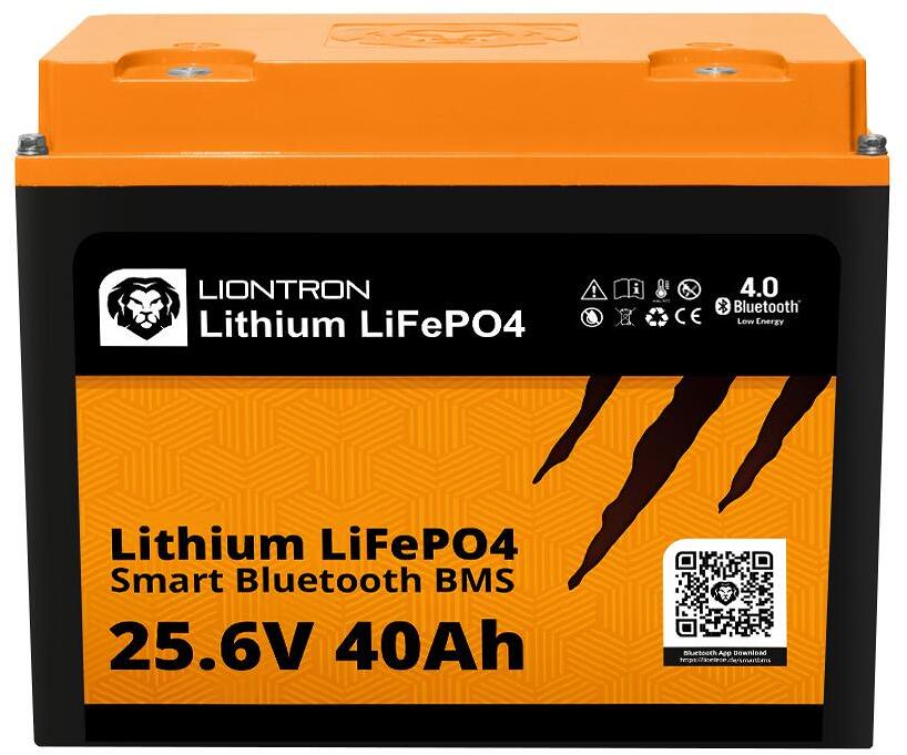 Smart litiumbatteri 25,6V LiFePO4 med BMS og BT 4.0 - Liontron detalj av koblinger
