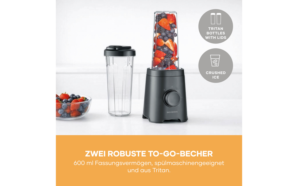 Smoothieblender SM 3743 med svart base og kniver bakside