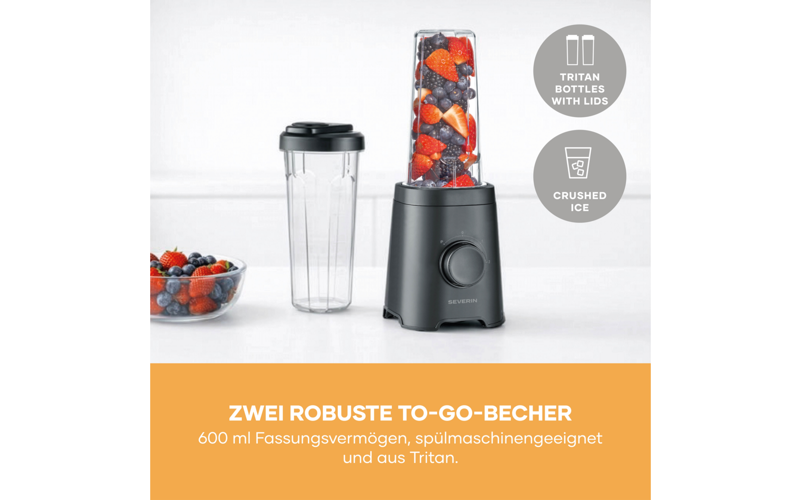 Smoothieblender SM 3743 med svart base og kniver bakside