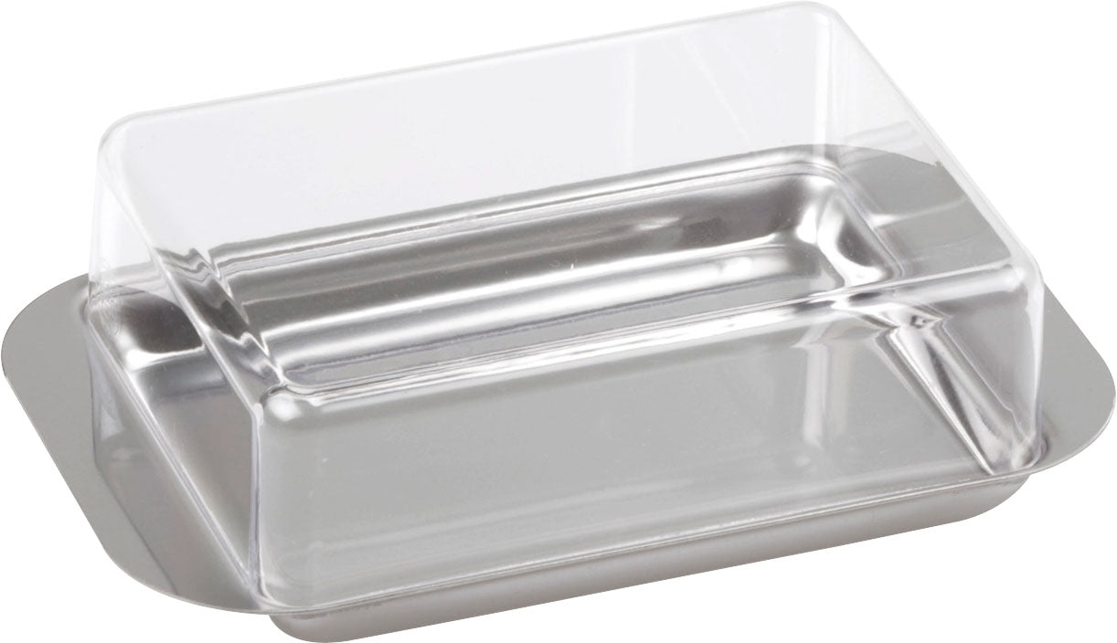 Smørboks for kjøleskap 15x9,5x4,5 cm rustfritt stål - CHG sett forfra