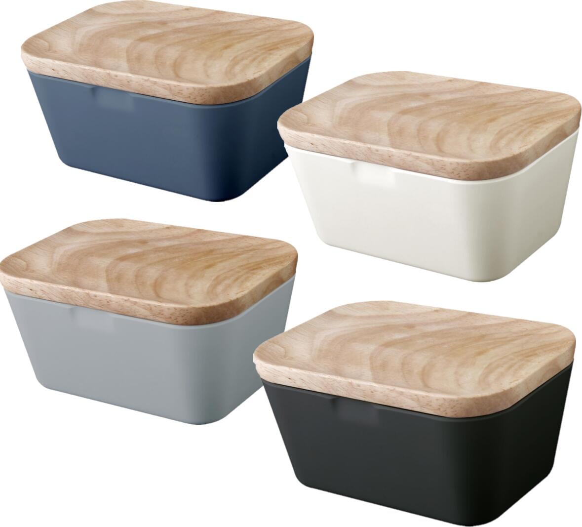 Smørboks i melamin og tre 13,5 x 9,5 cm 290 g fra Brunner for trygg smøroppbevaring