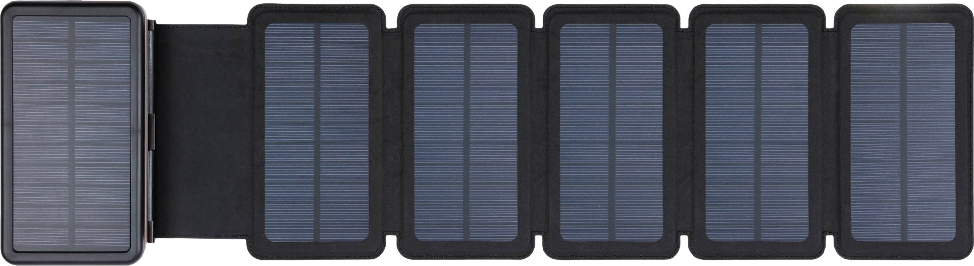 Solar 6-panel powerbank 20000 mAh forfra med solarpaneler