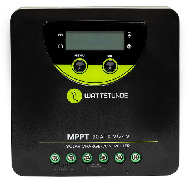Solar laderegulator MPPT WLR-BT 20.90 20A 12/24V Bluetooth forfra