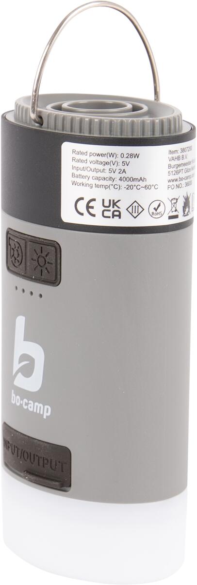 Solar luftpumpe med powerbank og LED-lys 4000 mAh Bo-Camp USB-kabel