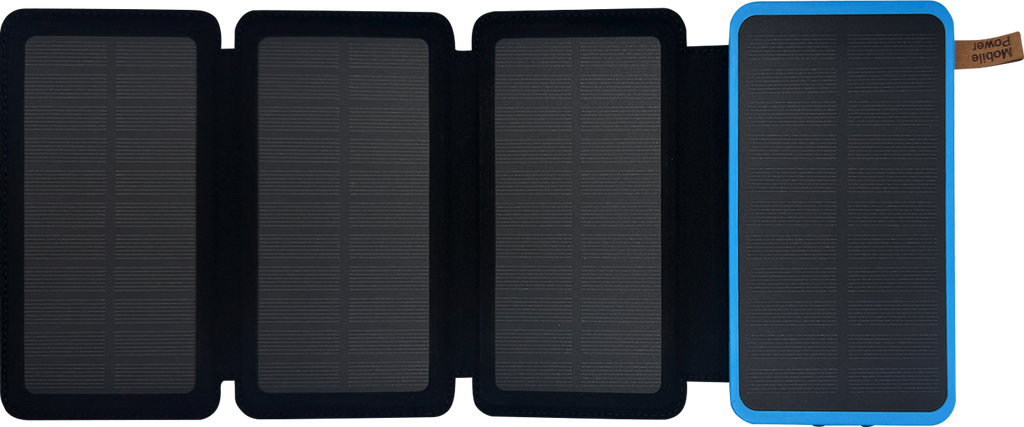 Solar powerbank med lommelykt 16000 mAh 20 W 4 solpaneler forfra