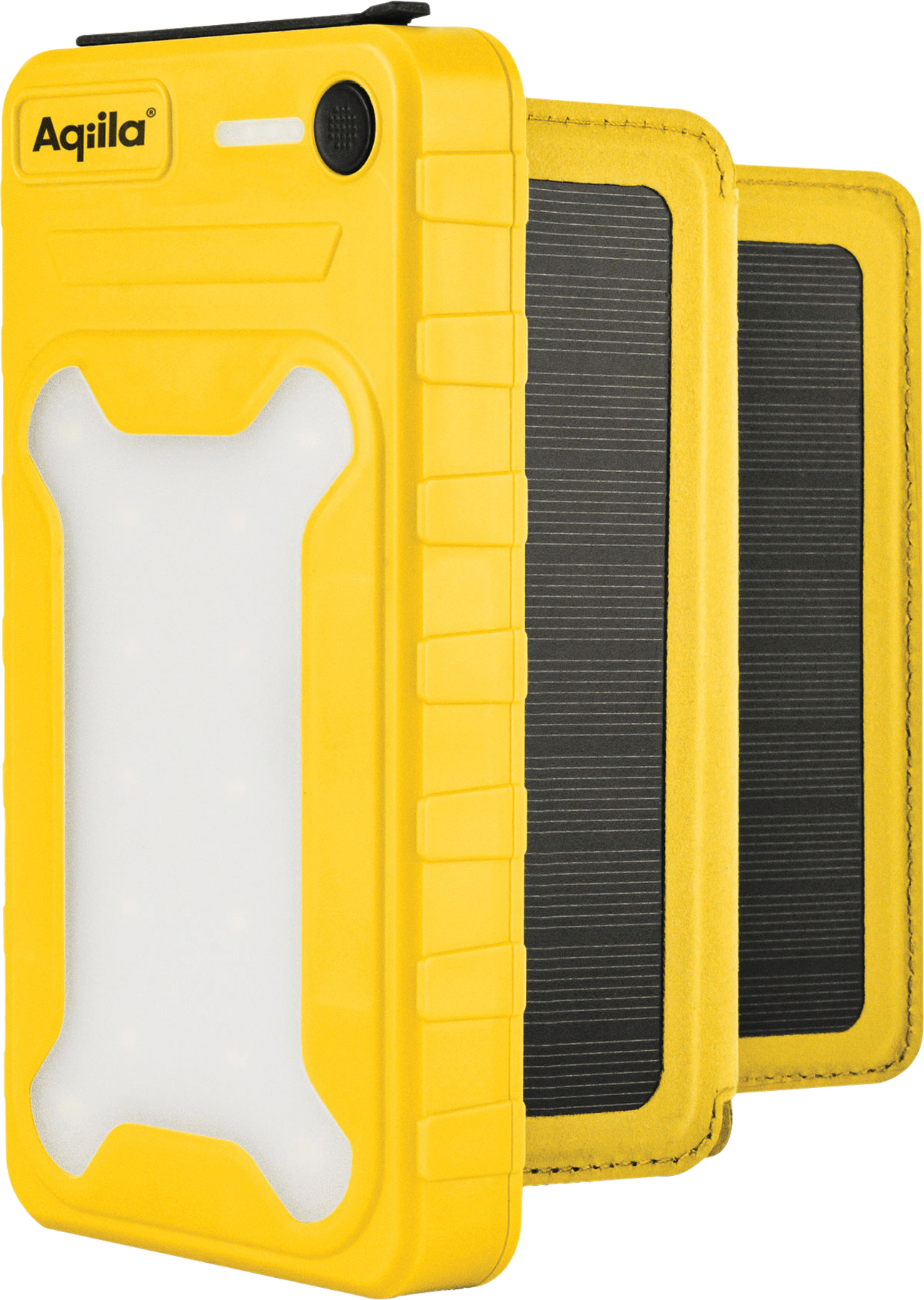 Solar powerbank 20W 20000 mAh med solpaneler gul forfra