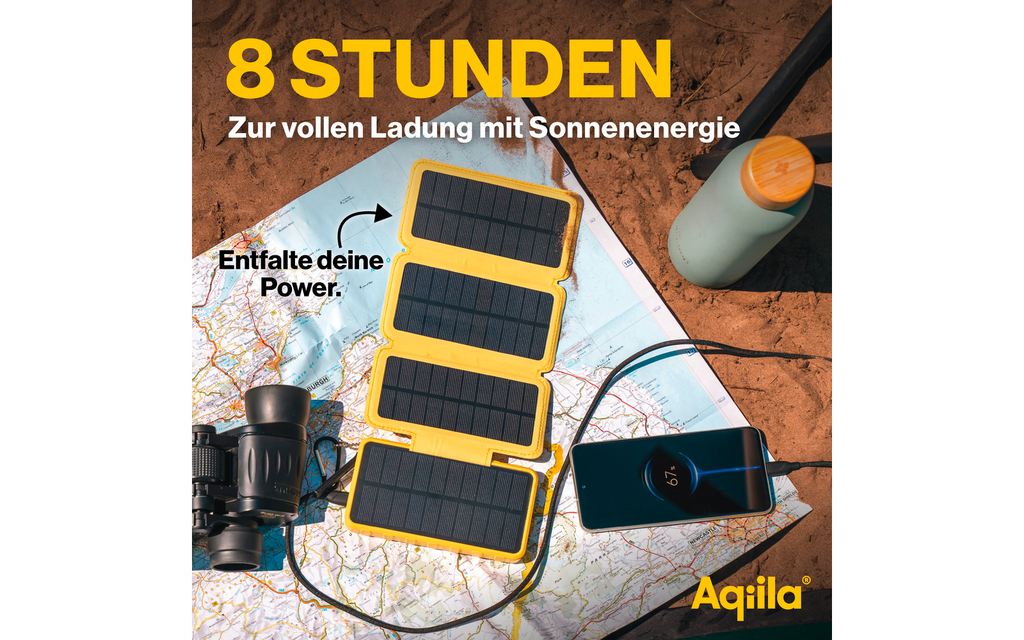 Detalj av solpanel på Solar powerbank 20W 20000 mAh med solpaneler gul