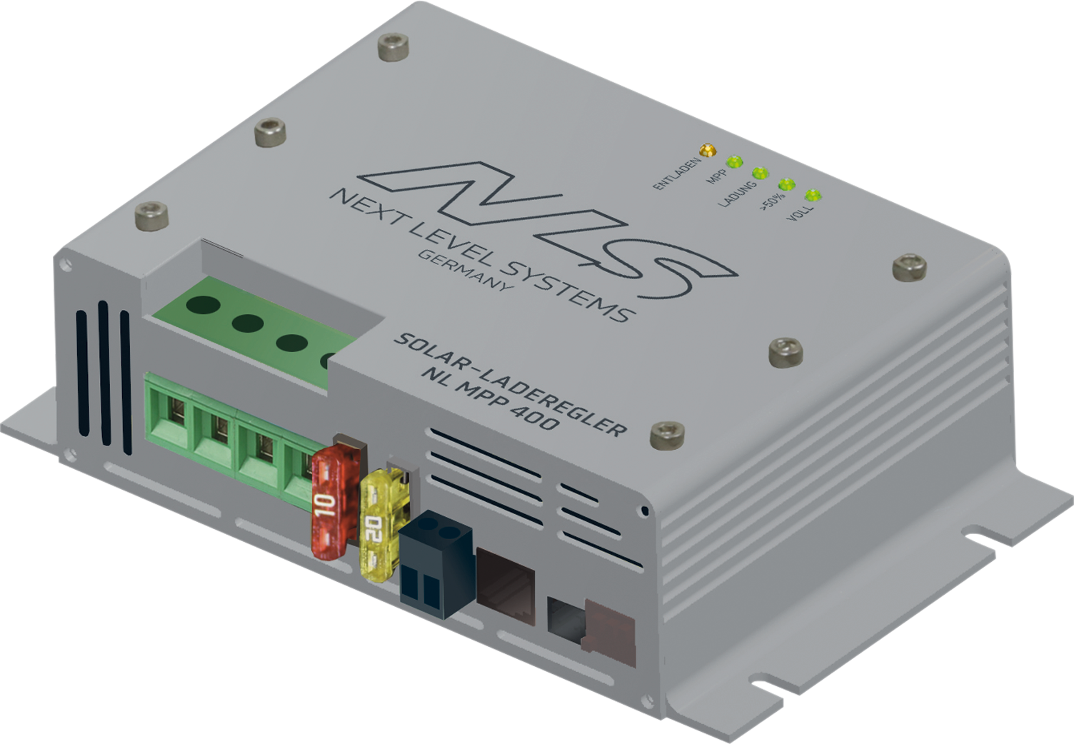 Solcelleladeregulator NL SR 400 MPP 12V for bobil front
