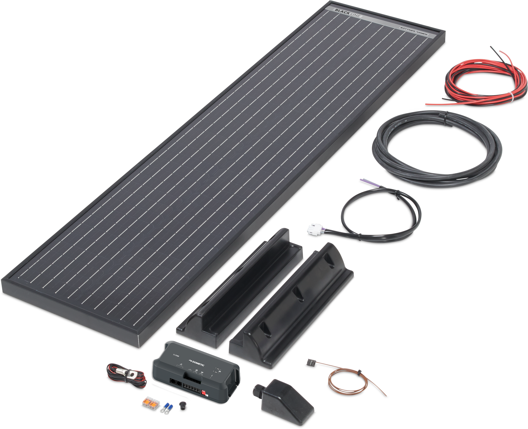 Solcellepakke Black Line MT 75 MC Slim 75 Wp monokrystallin installert på campingvogntak