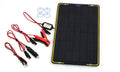 Solcellepanel 12V 12W med krokodilleklemmer for batterilading forfra