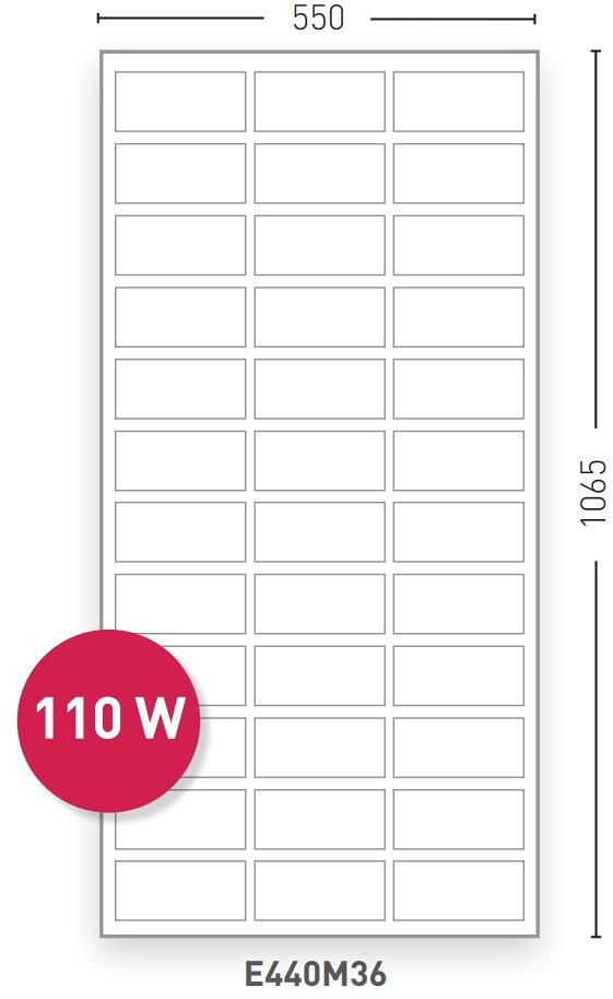 Solcellepanel EcoLux E440M36 110Wp monokrystallin montert på bobil
