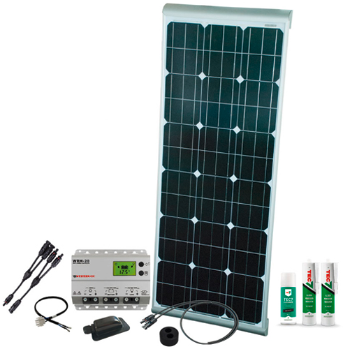 Solcellepanel komplettsett Base Camp Aero 240W 12V MPPT - Phaesun montert på campingvogn