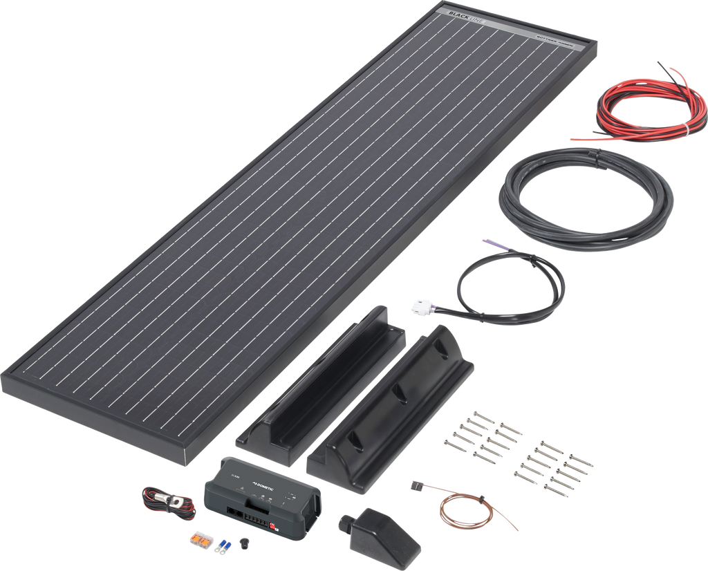 Solcellepanel komplettsett Black Line 75 W monokrystallinsk fra Büttner Dometic forfra