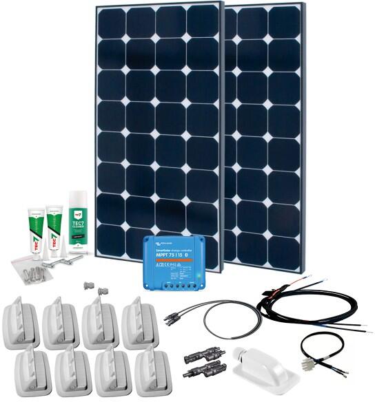 Solcellepanel komplettsett Solar Peak MPPT 240W 12V 2 moduler - Phaesun forfra