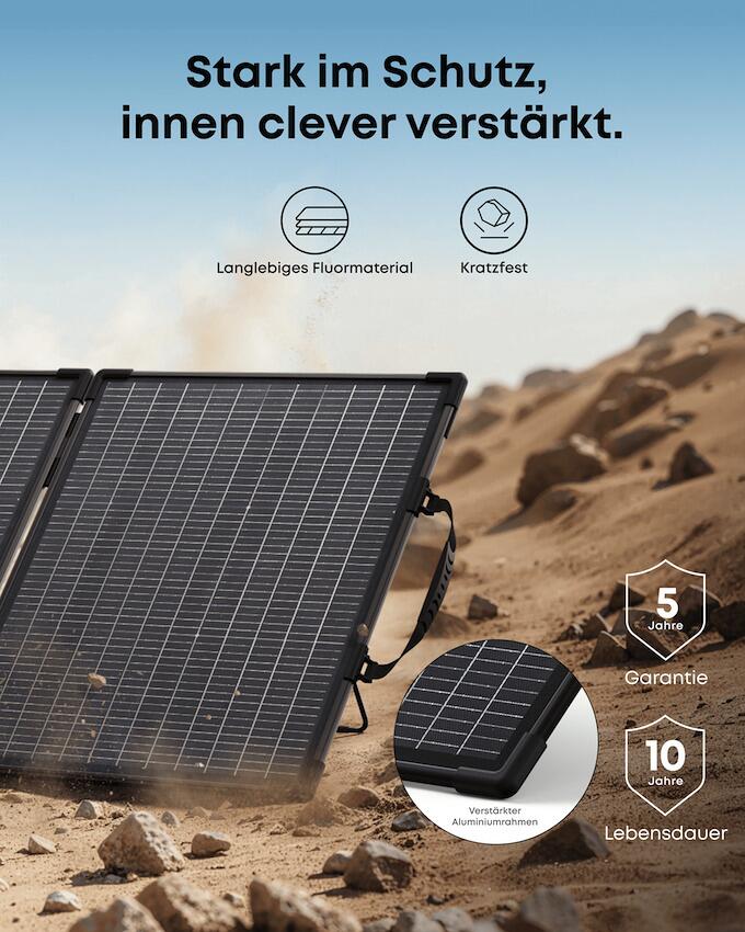 Solcellepanel PS100B bifasialt 100W sammenleggbart med MC4-tilkobling