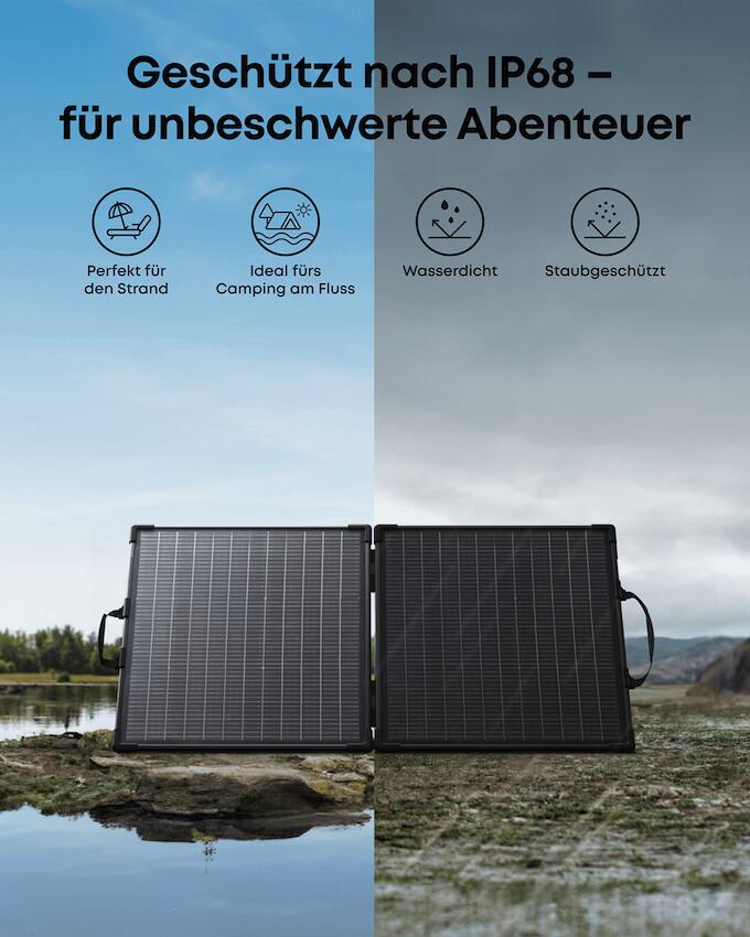 Solcellepanel PS100B bifasialt 100W sammenleggbart pakket for transport