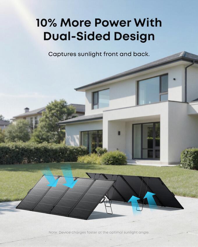 Sammenleggbart Solcellepanel PS400B bifasialt 400W pakket sammen