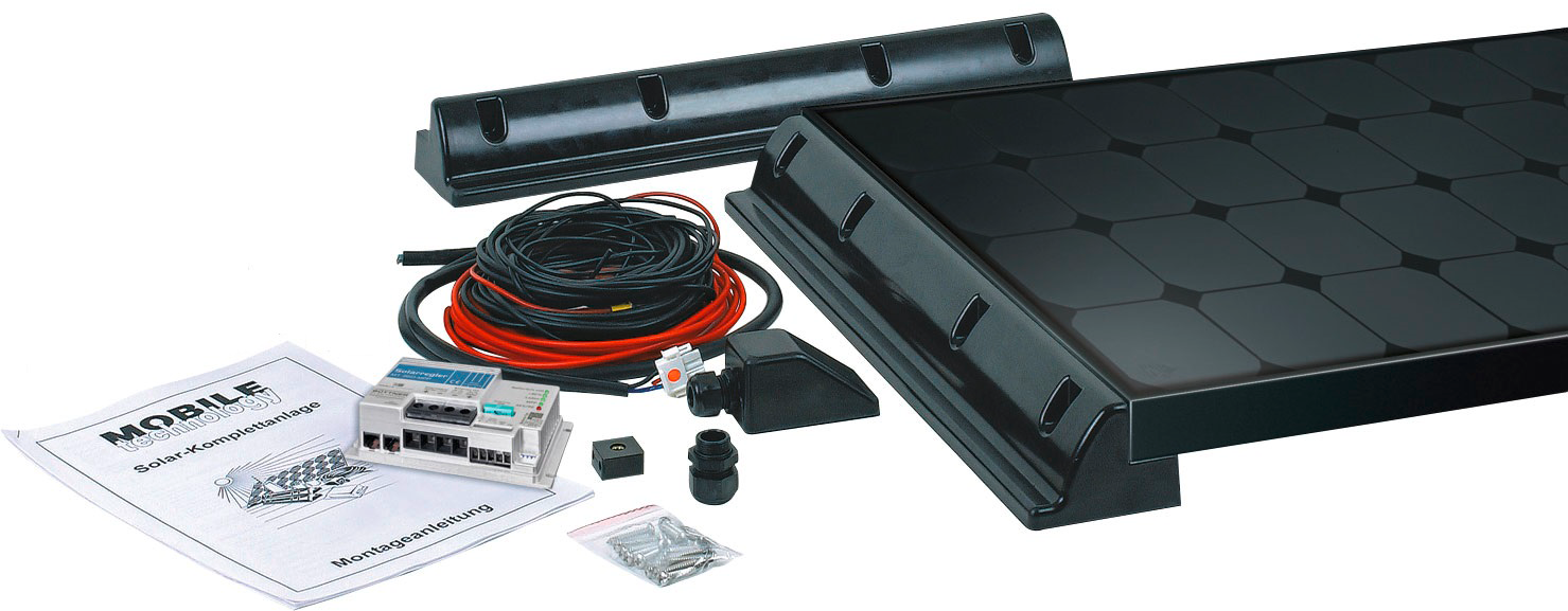 Solcellepanel-sett MT 120W monokrystallinsk 480 Wh montert på campingvogn