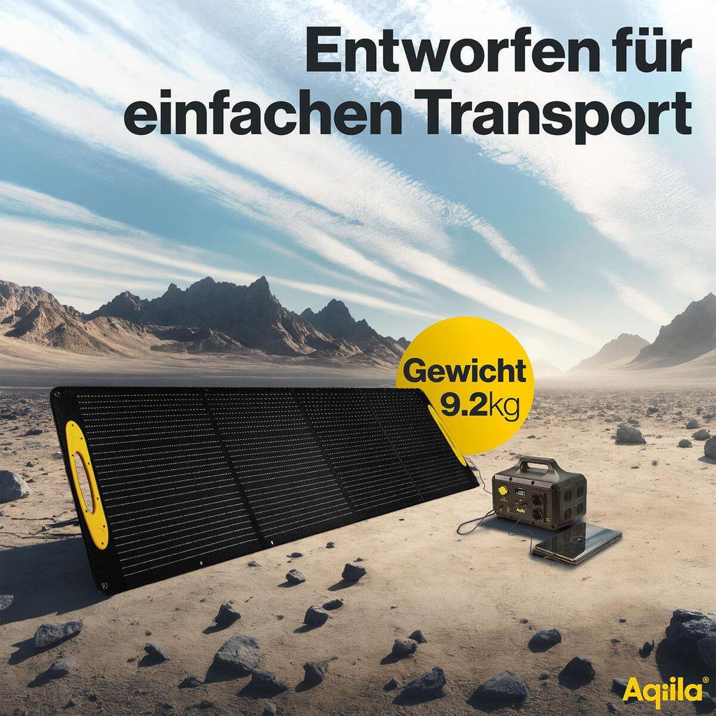 Solcellepanel Sunbird P200 sammenleggbart 200W i bruk på camping