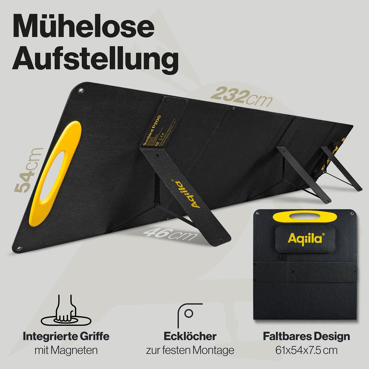 Solcellepanel Sunbird P200 sammenleggbart 200W nærbilde av paneloverflate