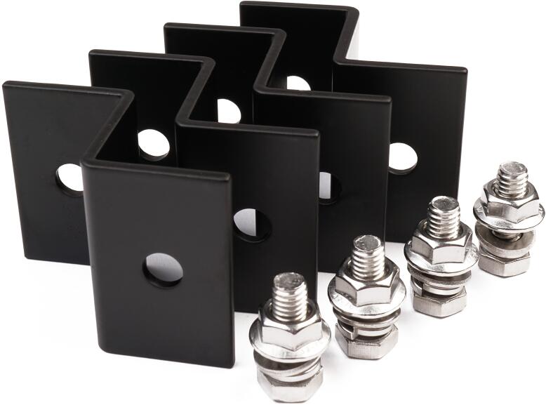 Solcellepanel Z-brakett 38mm aluminium svart 4-pk HSZ38 forfra